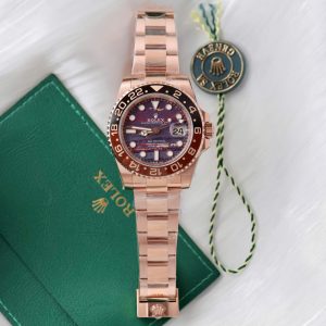 Đồng Hồ Rolex GMT-Master II 126715CHNR Replica 11 Mạ Vàng Hồng Mặt Đá Mắt Hổ 40mm (2)