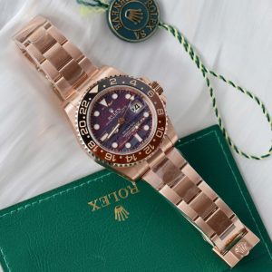 Đồng Hồ Rolex GMT-Master II 126715CHNR Replica 11 Mạ Vàng Hồng Mặt Đá Mắt Hổ 40mm (2)
