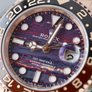 Đồng Hồ Rolex GMT-Master II 126715CHNR Replica 11 Mạ Vàng Hồng Mặt Đá Mắt Hổ 40mm (2)