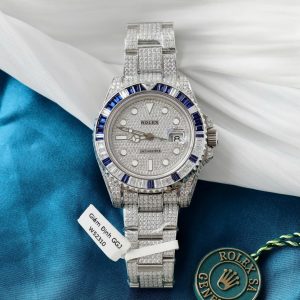 Đồng Hồ Rolex GMT-Master II Replica 11 Đính Sapphire Và Kim Cương Moissanite 40mm (2)