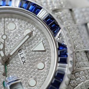 Đồng Hồ Rolex GMT-Master II Replica 11 Đính Sapphire Và Kim Cương Moissanite 40mm (2)