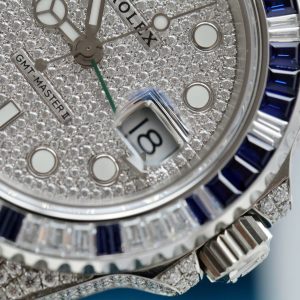 Đồng Hồ Rolex GMT-Master II Replica 11 Đính Sapphire Và Kim Cương Moissanite 40mm (2)