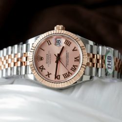 Đồng Hồ Rolex Nữ DateJust Replica 1 1 Mặt Hồng Cọc Số La Mã Nhà Máy THB 31mm (2)