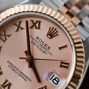 Đồng Hồ Rolex Nữ DateJust Replica 1 1 Mặt Hồng Cọc Số La Mã Nhà Máy THB 31mm (2)