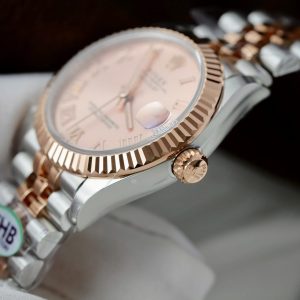Đồng Hồ Rolex Nữ DateJust Replica 1 1 Mặt Hồng Cọc Số La Mã Nhà Máy THB 31mm (2)