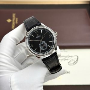 Đồng Hồ Rolex Perpetual 1908 Fake 11 Cao Cấp Vỏ Trắng Mặt Đen Dây Da 39mm (2)