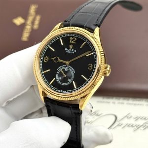 Đồng Hồ Rolex Perpetual 1908 Fake 11 Mạ Vàng Mặt Đen 39mm (2)