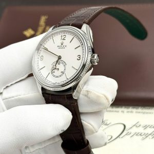 Đồng Hồ Rolex Perpetual 1908 Fake 11 Mặt Trắng Dây Da 39mm (2)