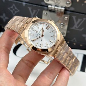 Đồng Hồ Vacheron Constantin Overseas 4500V Replica 11 Mạ Vàng Hồng Mặt Trắng 41mm (2)