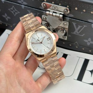 Đồng Hồ Vacheron Constantin Overseas 4500V Replica 11 Mạ Vàng Hồng Mặt Trắng 41mm (2)