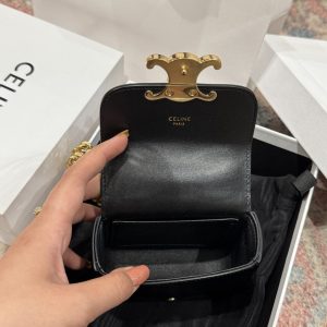 Túi Celine Mini Chain Claude Siêu Cấp Màu Đen Khoá Vàng 11x8x4cm (2)