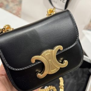 Túi Celine Mini Chain Claude Siêu Cấp Màu Đen Khoá Vàng 11x8x4cm (2)