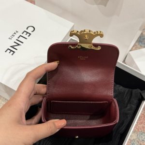 Túi Celine Mini Chain Claude Siêu Cấp Màu Đỏ Mận Khoá Vàng 11x8x4cm (2)