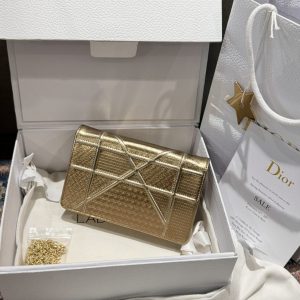 Túi Xách Dior Woc Màu Vàng Ánh Kim Siêu Cấp 19cm (2)