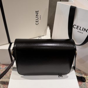 Túi Xách Nữ Celine Triomphe Siêu Cấp Da Trơn Màu Đen 22.5x16.5x7 (2)