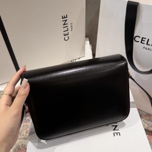 Túi Xách Nữ Celine Triomphe Siêu Cấp Da Trơn Màu Đen 22.5x16.5x7 (2)