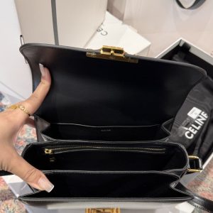 Túi Xách Nữ Celine Triomphe Siêu Cấp Da Trơn Màu Đen 22.5x16.5x7 (2)
