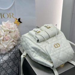 Balo Nữ Dior Caro Siêu Cấp Chất Da Bê Màu Trắng 23×26.7×12 (2)