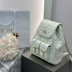 Balo Nữ Dior Caro Siêu Cấp Chất Da Bê Màu Trắng 23×26.7×12 (2)