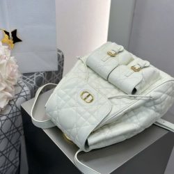 Balo Nữ Dior Caro Siêu Cấp Chất Da Bê Màu Trắng 23×26.7×12 (2)