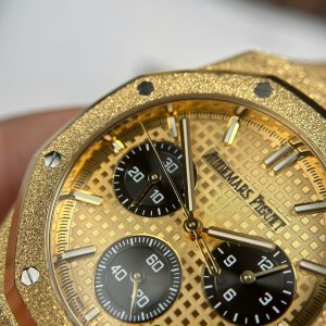 Đồng Hồ Audemars Piguet Chế Tác Royal Oak Chronograph Frosted Gold 26240 Mặt Vàng Xưởng APS 41mm (2)