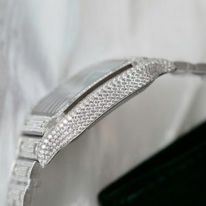 Đồng Hồ Cartier Santos Chế Tác Đính Full Kim Cương Moissanite Mặt Xanh Lá Cây Xưởng BV 39 (2)