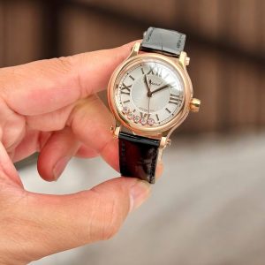 Đồng Hồ Chopard Nữ Chế Tác Happy Sport Mạ Vàng Hồng Dây Da 36mm (2)