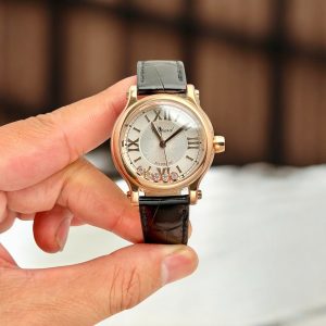 Đồng Hồ Chopard Nữ Chế Tác Happy Sport Mạ Vàng Hồng Dây Da 36mm (2)