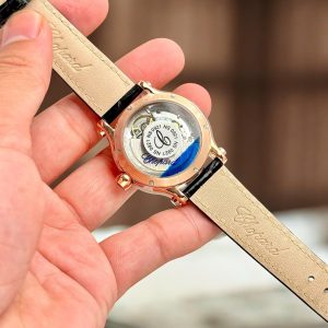 Đồng Hồ Chopard Nữ Chế Tác Happy Sport Mạ Vàng Hồng Dây Da 36mm (2)