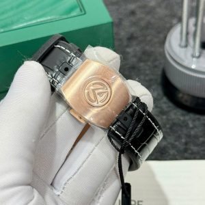 Đồng Hồ Franck Muller V45 Rep 11 Mạ Vàng Hồng Họa Tiết Rồng Màu Xanh Lá Cây ABF 45mm (2)