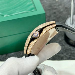 Đồng Hồ Franck Muller V45 Rep 11 Mạ Vàng Hồng Họa Tiết Rồng Màu Xanh Lá Cây ABF 45mm (2)