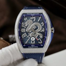 Đồng Hồ Franck Muller V45 Rep Cao Cấp Họa Tiết Rồng Màu Xanh Blue Xưởng ABF 45mm (2)