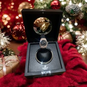 Đồng Hồ Hublot Big Bang One Click Mặt Đen Chế Tác Bọc Vàng Thật + Kim Cương Moissanite Baguette 39mm (2)