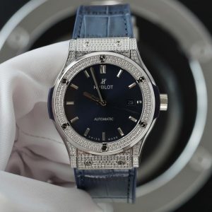 Đồng Hồ Hublot Classic Fusion Titanium Replica 11 Mặt Xanh Dương Đính Đá Xưởng HB 42mm (2)
