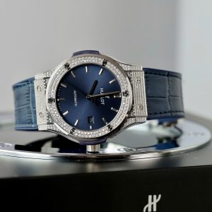 Đồng Hồ Hublot Classic Fusion Titanium Replica 11 Mặt Xanh Dương Đính Đá Xưởng HB 42mm (2)