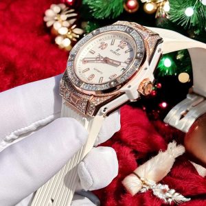 Đồng Hồ Hublot Replica 11 Big Bang One Click Bọc Vàng Thật + Kim Cương Moissanite Baguette 39mm (2)