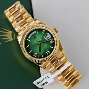 Đồng Hồ Nam Rolex Day-Date Chế Tác Mặt Ombre Xanh Lá Cây Bọc Vàng Thật Xưởng GM 40mm (2)