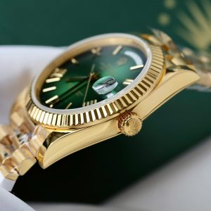 Đồng Hồ Nam Rolex Day-Date Chế Tác Mặt Ombre Xanh Lá Cây Bọc Vàng Thật Xưởng GM 40mm (2)