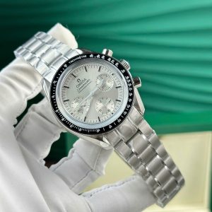 Đồng Hồ Omega Replica 11 Speedmaster Moonwatch Chronograph Mặt Bạc Viền Gốm Đen Xưởng OM 42mm (1)
