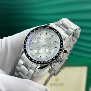 Đồng Hồ Omega Replica 11 Speedmaster Moonwatch Chronograph Mặt Bạc Viền Gốm Đen Xưởng OM 42mm (1)