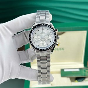 Đồng Hồ Omega Replica 11 Speedmaster Moonwatch Chronograph Mặt Bạc Viền Gốm Đen Xưởng OM 42mm (1)