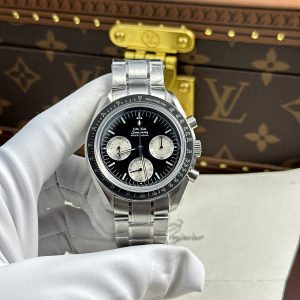Đồng Hồ Omega Speedmaster Moonwatch Chronograph Mặt Đen Dây Kim Loại Replica Cao Cấp Xưởng OM 42mm (2)