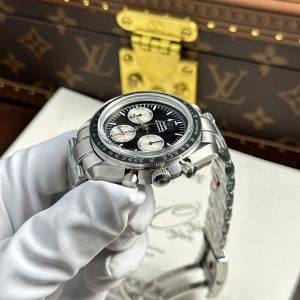 Đồng Hồ Omega Speedmaster Moonwatch Chronograph Mặt Đen Dây Kim Loại Replica Cao Cấp Xưởng OM 42mm (2)