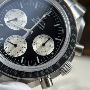 Đồng Hồ Omega Speedmaster Moonwatch Chronograph Mặt Đen Dây Kim Loại Replica Cao Cấp Xưởng OM 42mm (2)