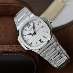 Đồng Hồ Patek Philippe Nữ Replica 11 Nautilus 7118 Mặt Trắng Dây Kim Loại Xưởng 3K 35 (2)
