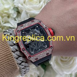 Đồng Hồ RM35-02 Rafael Nadal Snowflake Red Quartz TPT Tuỳ Chỉnh Carbon Kim Cương CVD Độc Quyền 43,2x50mm (2)