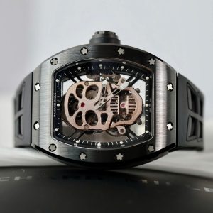 Đồng Hồ Richard Mille Chế Tác RM052 Skull Tourbillon Vỏ Gốm Đen Dây Cao Su 43mm (2)