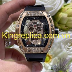 Đồng Hồ Richard Mille RM052 Bọc Vàng Hồng 18K Đính Kim Cương Moissanite Hong Kong 42mm (2)