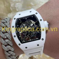 Đồng Hồ Richard Mille RM055 Bubba Watson Tuỳ Chỉnh Độc Quyền Gốm Trắng NTPT & Chuyển Động Vaucher 42,7x49,9mm (12)