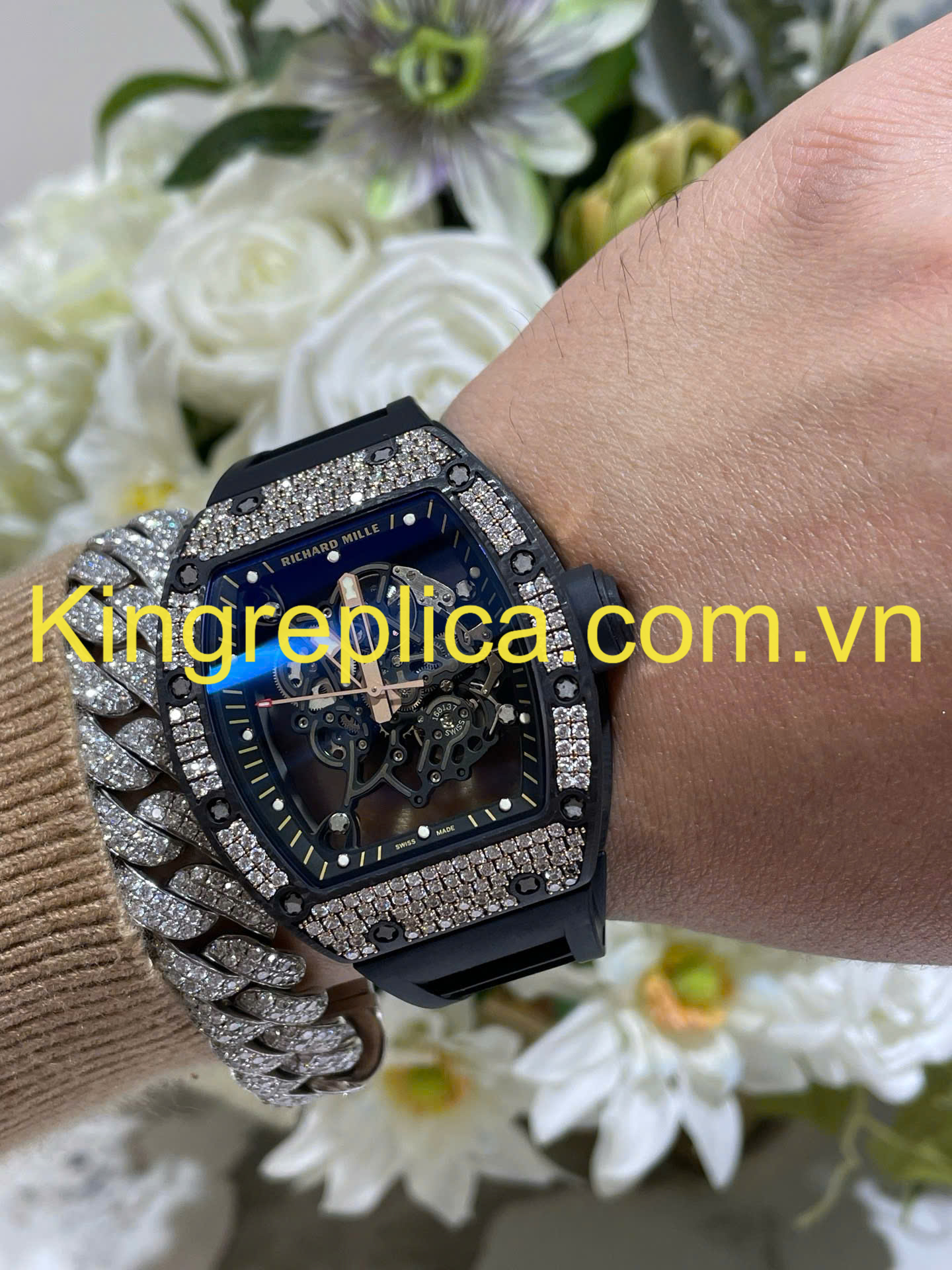 Đồng Hồ Richard Mille RM055 Carbon NTPT & Kim Cương CVD Bubba Watson Tuỳ Chỉnh Độc Quyền (5)